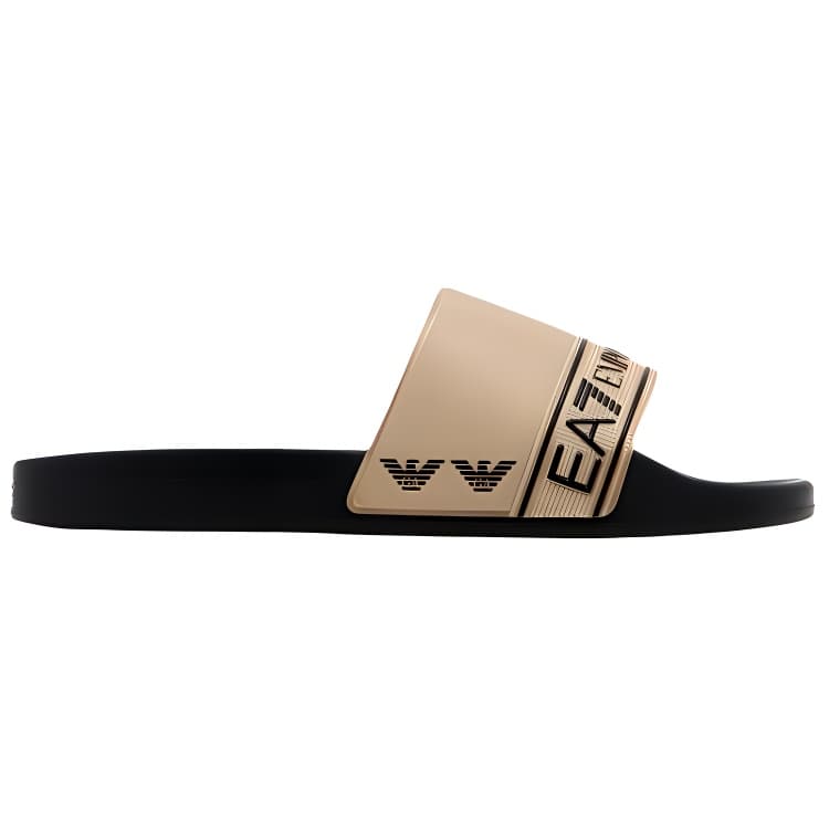 EMPORIO ARMANI EA7 Slide Slippers 2.2cm Black Gold