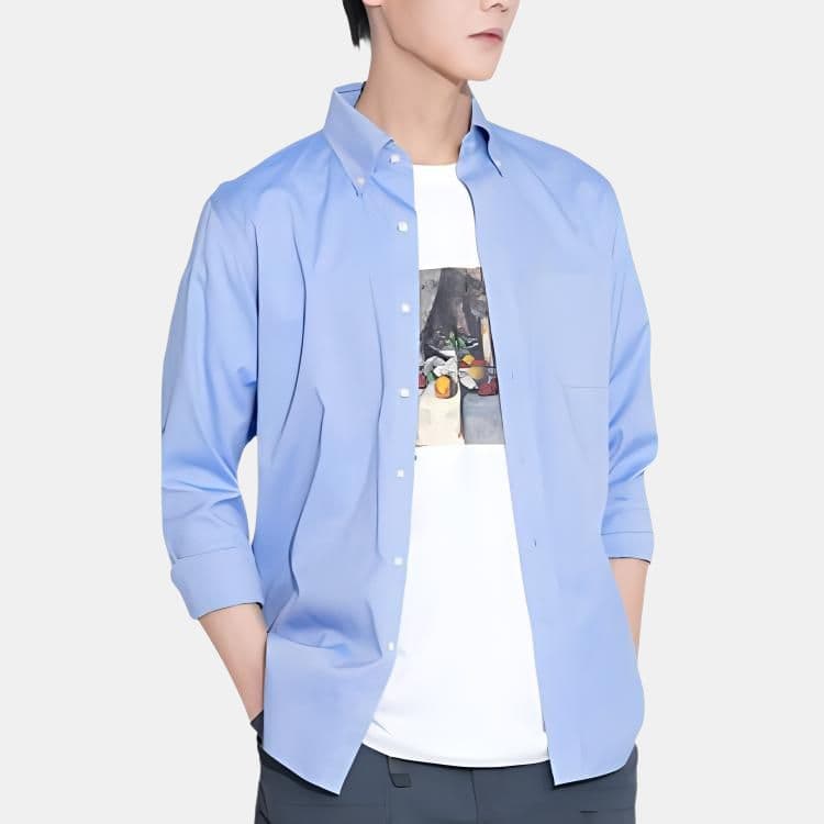 UNIQLO Shirts 64 Lake Blue Pointed Collar Moderate Other