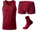 Burgundy 4 Pack (1 Tank Top+1 Boxer Shorts+2 Socks) Pure Cotton High Elastic/Good Luck Burgundy