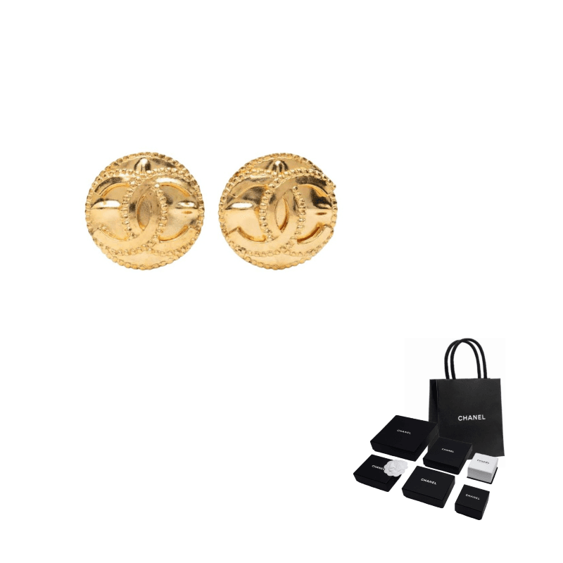 Chanel 1997 Cc Plated Round Clip on Earrings costume earrings Gold