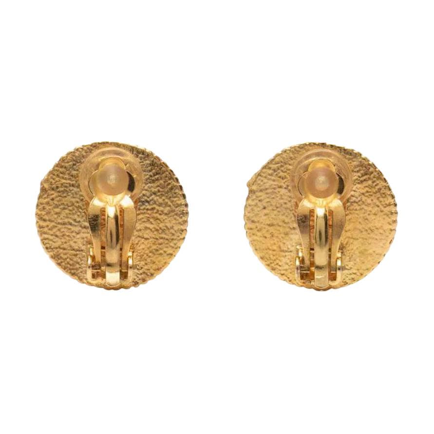 Chanel 1997 Cc Plated Round Clip on Earrings costume earrings