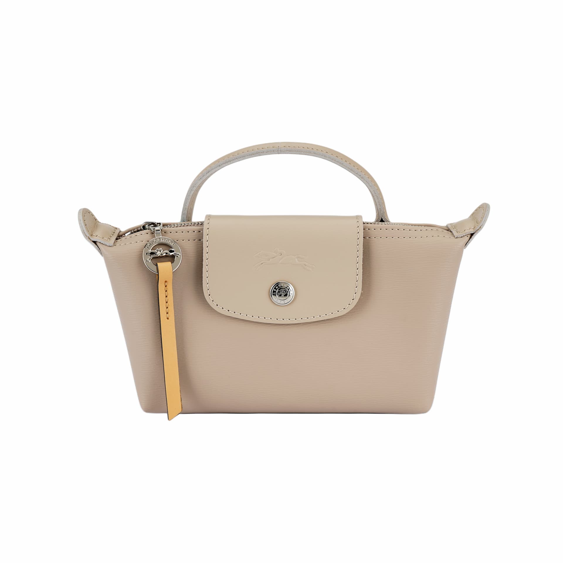 LONGCHAMP Le Pliage City Coated Canvas With Cow Handbag Small Beige Beige