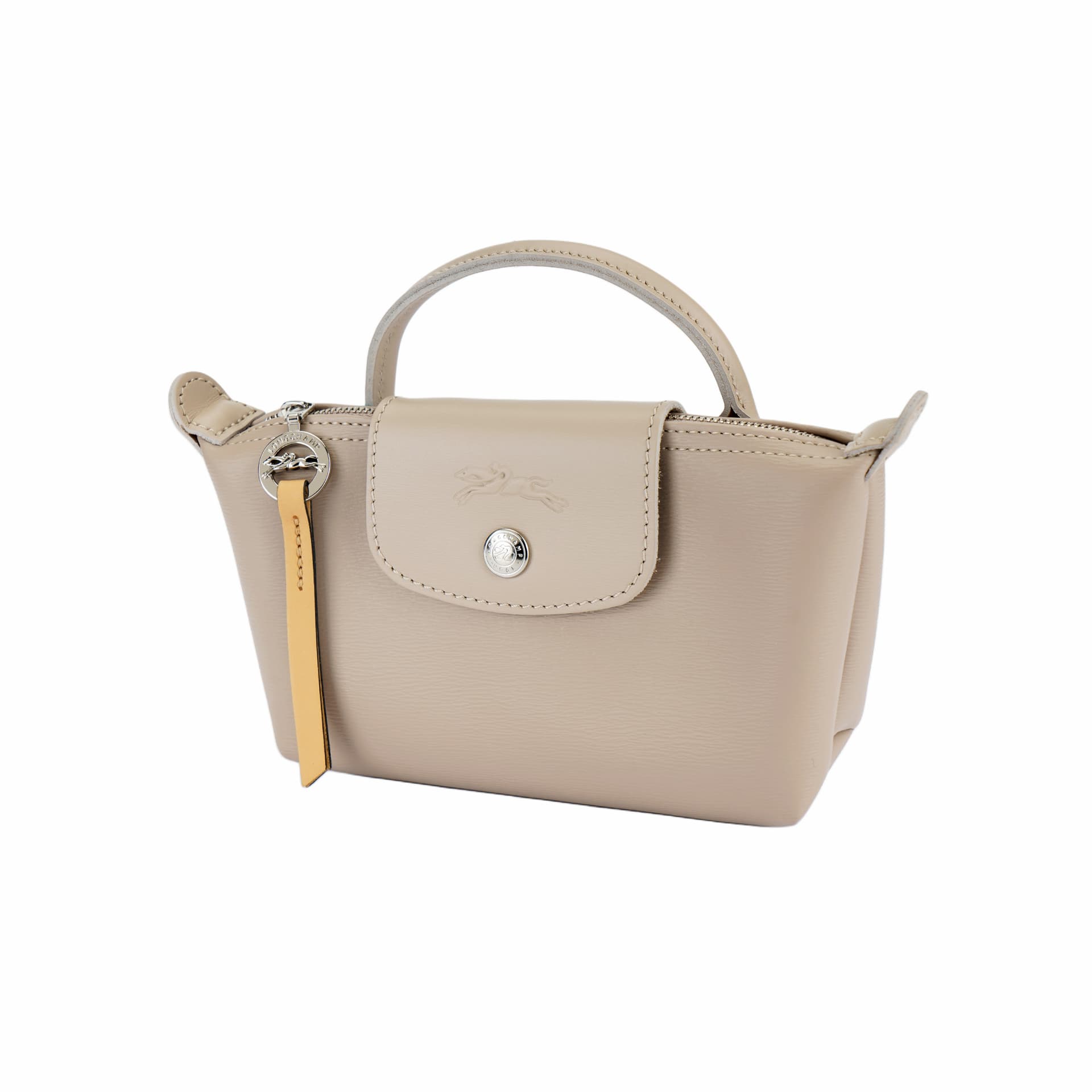 LONGCHAMP Le Pliage City Coated Canvas With Cow Handbag Small Beige