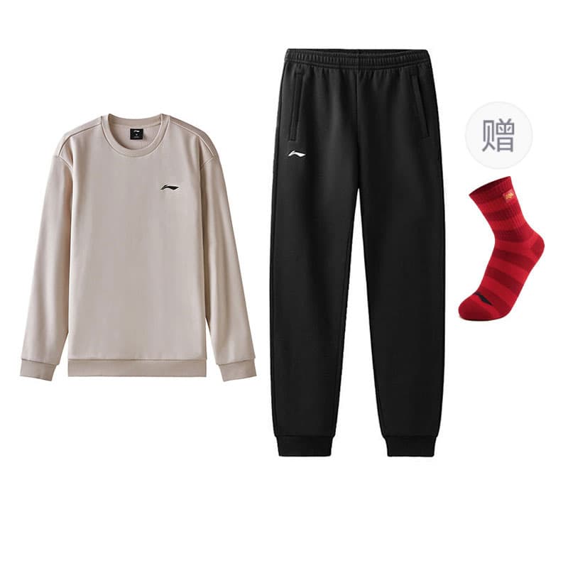 Li Ning Thermal Classic Versatile Minimalist Style Long Sleeved Fleece Lined Sweatpants Sportswear