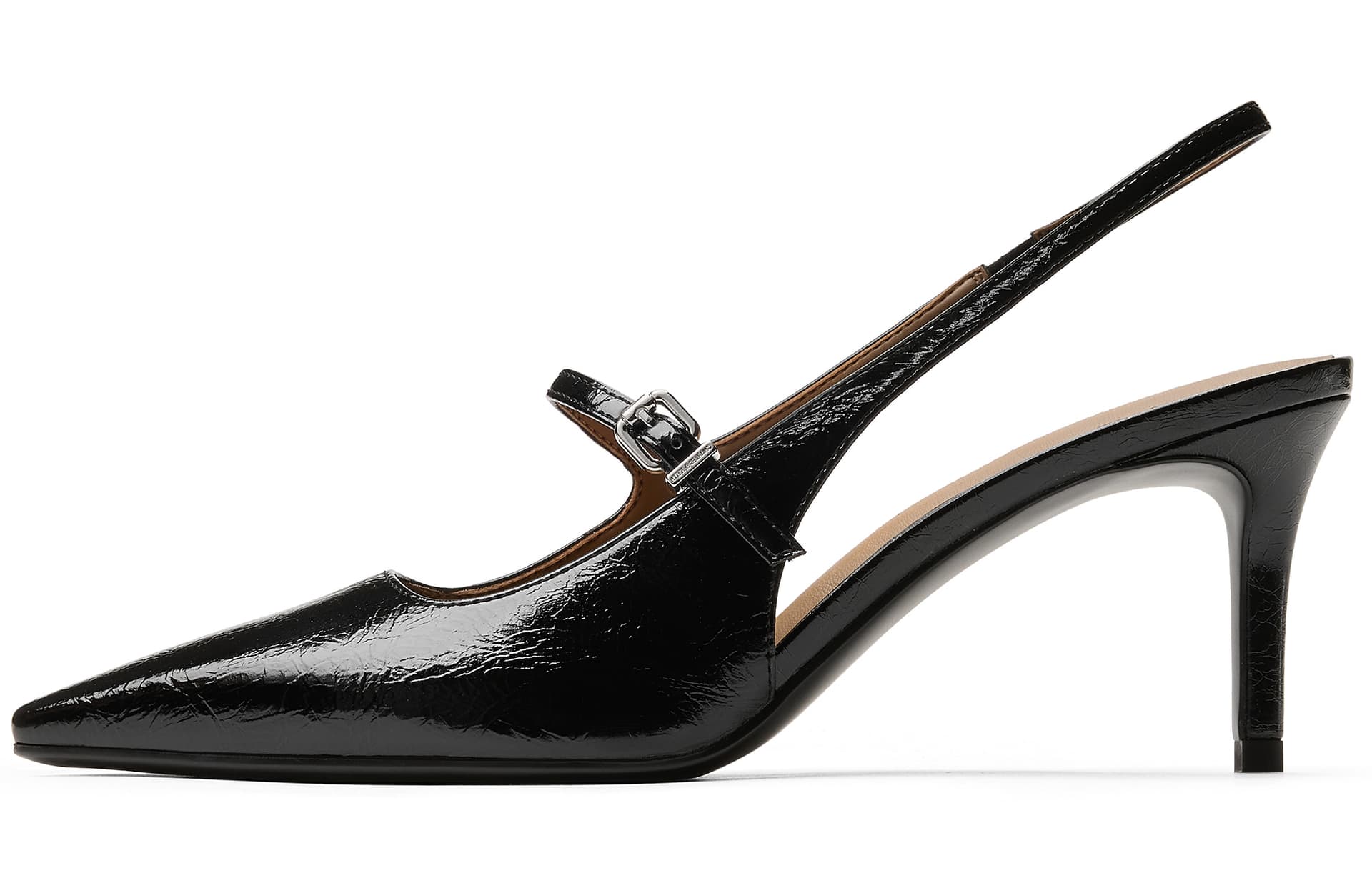 CHARLES&KEITH Small Ck Pu Slim Heel Sandal 7cm