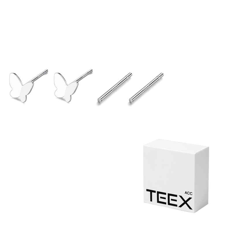 TEEX Sterling Silver Stud Earrings 12mm+ butterfly