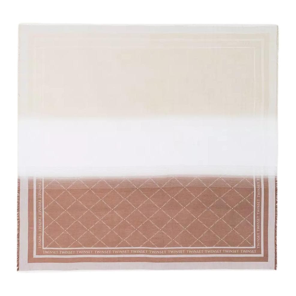 Twinset logodetail pattern scarf Buinga Woody Brown/Light Sand Jacquard
