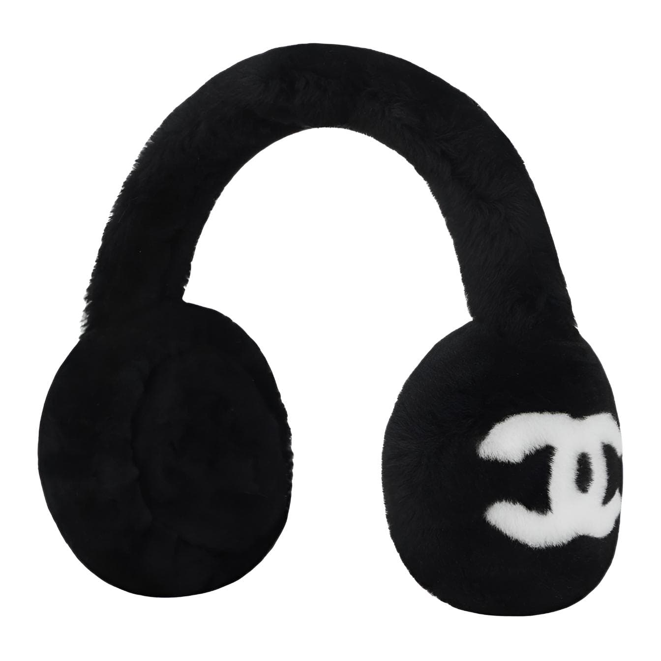 CHANEL 23n Wool Earmuffs Black Black