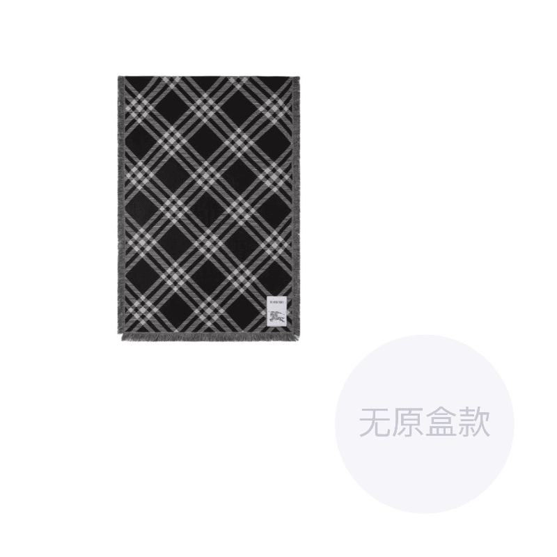 Burberry Wide Check FringedEdge Scarf Black