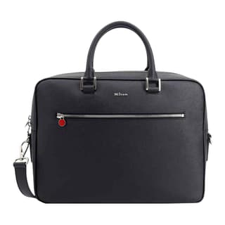 KITON Brand Logo Calfskin Briefcase Black