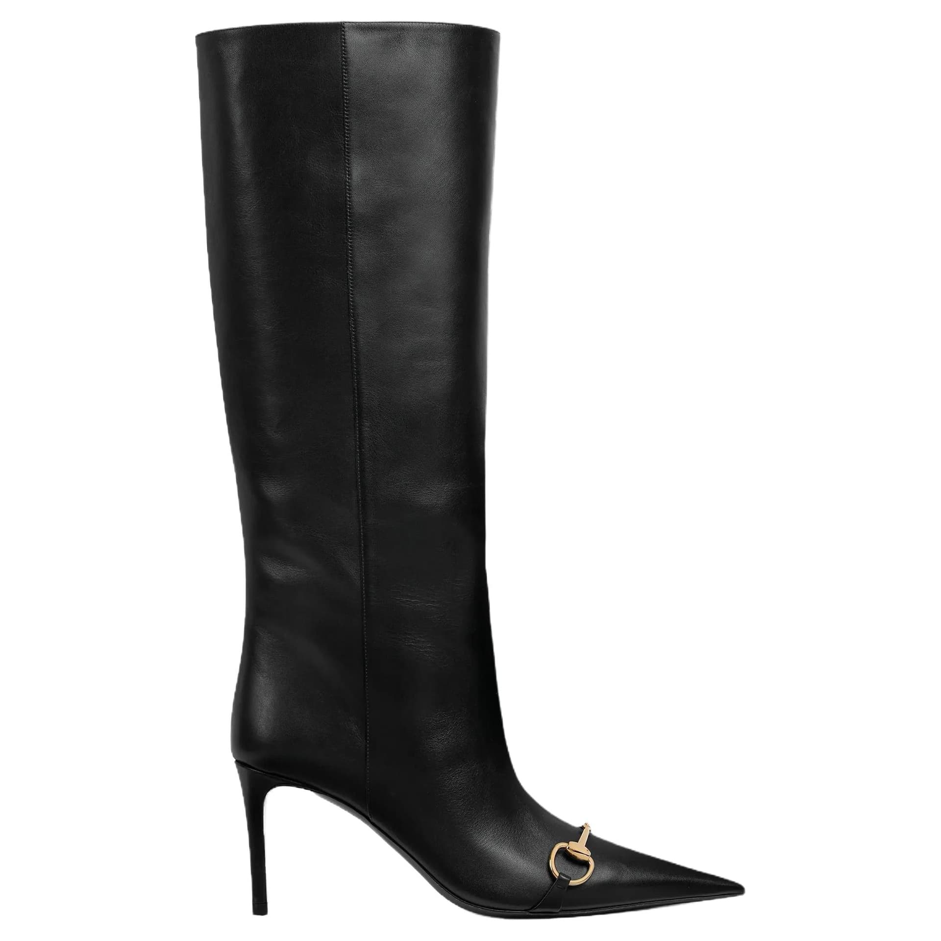 GUCCI Horsebit Primavera Donna Knee high 8cm Black