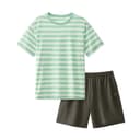 [Men's Shorts]Grass Green Horizontal Stripes Pattern