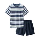 [Men's Shorts]Seaweed Blue Horizontal Stripes