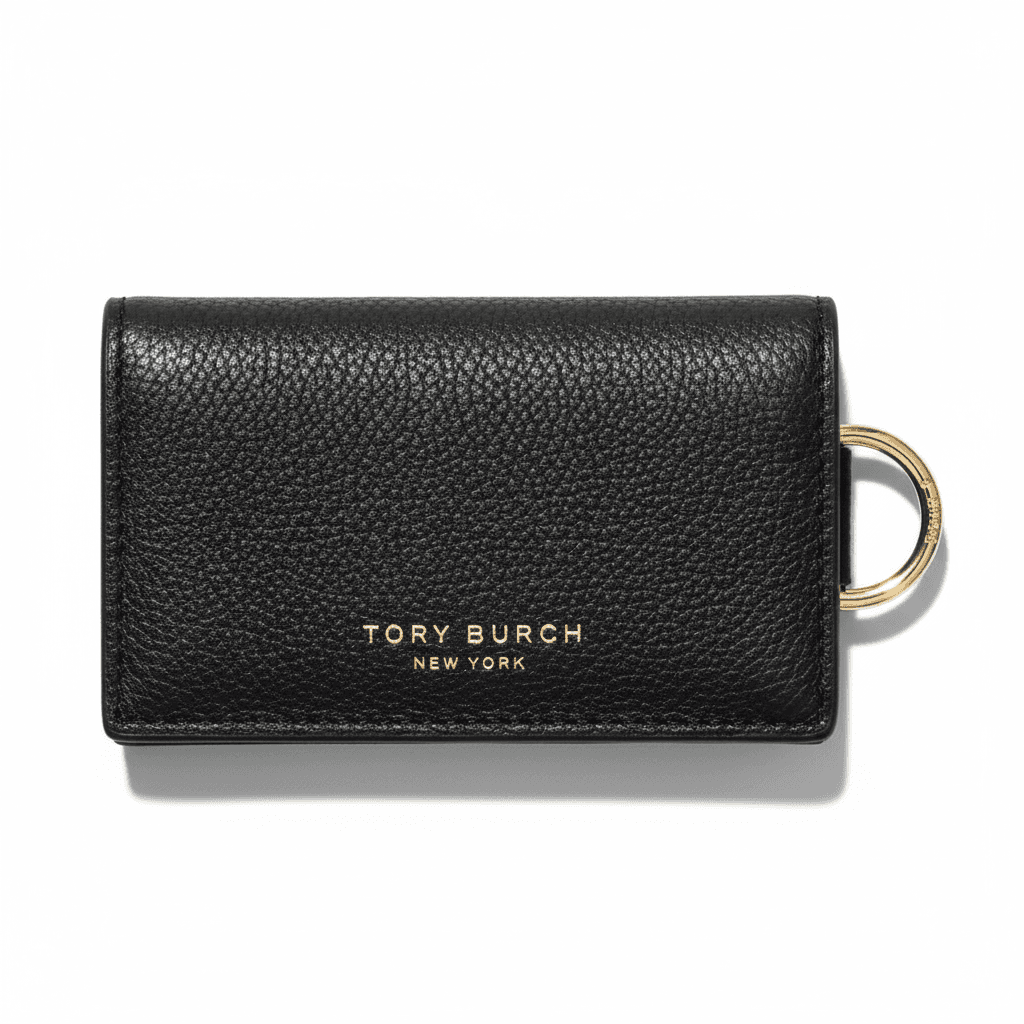 TORY BURCH Romy Pebble Key Pouch Black Basic Set (Bag+Dust Bag)
