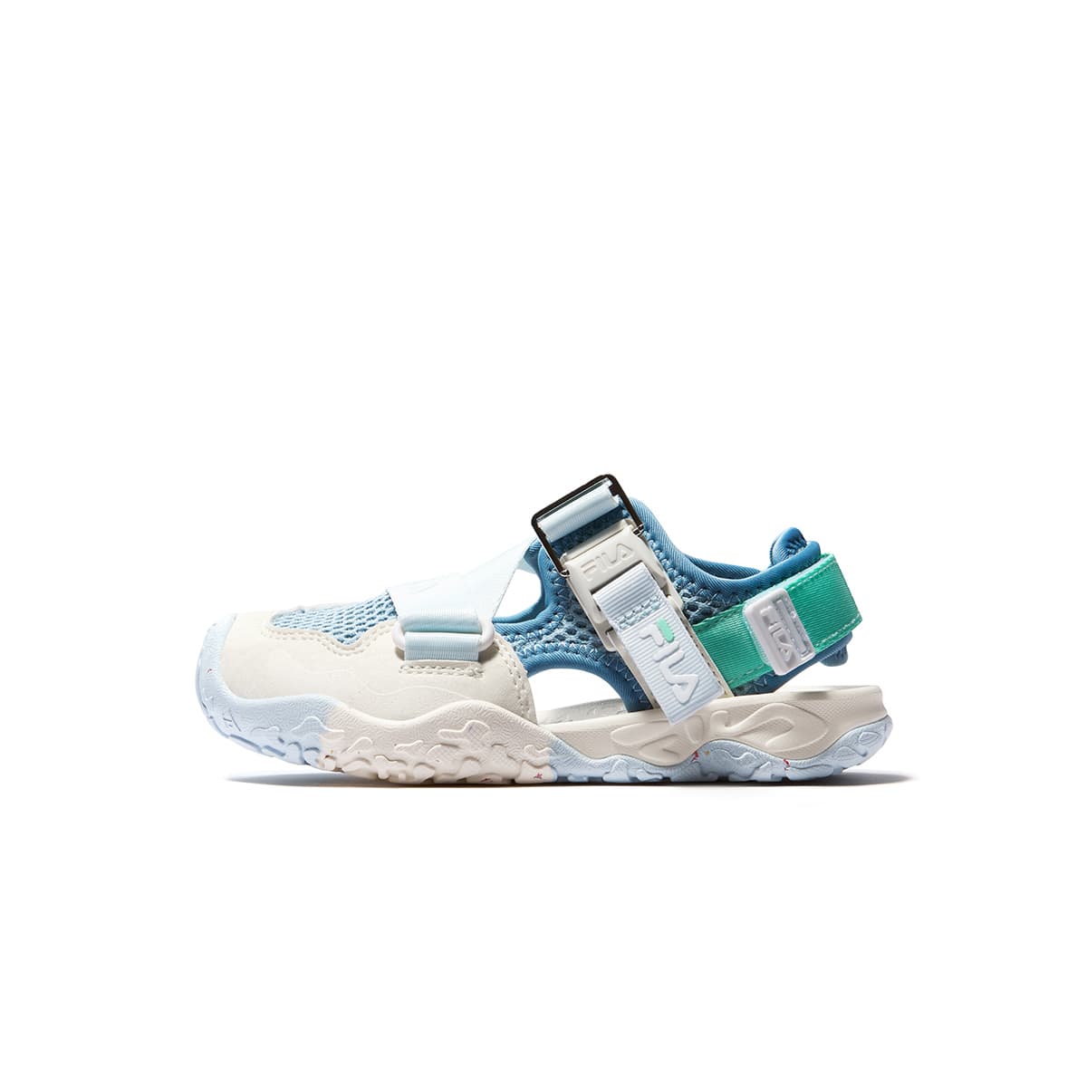 FILA Synthetic Leather, Textile Resistant, Resistant, Breathable Sandal Arona Blue/Milk White Kids'