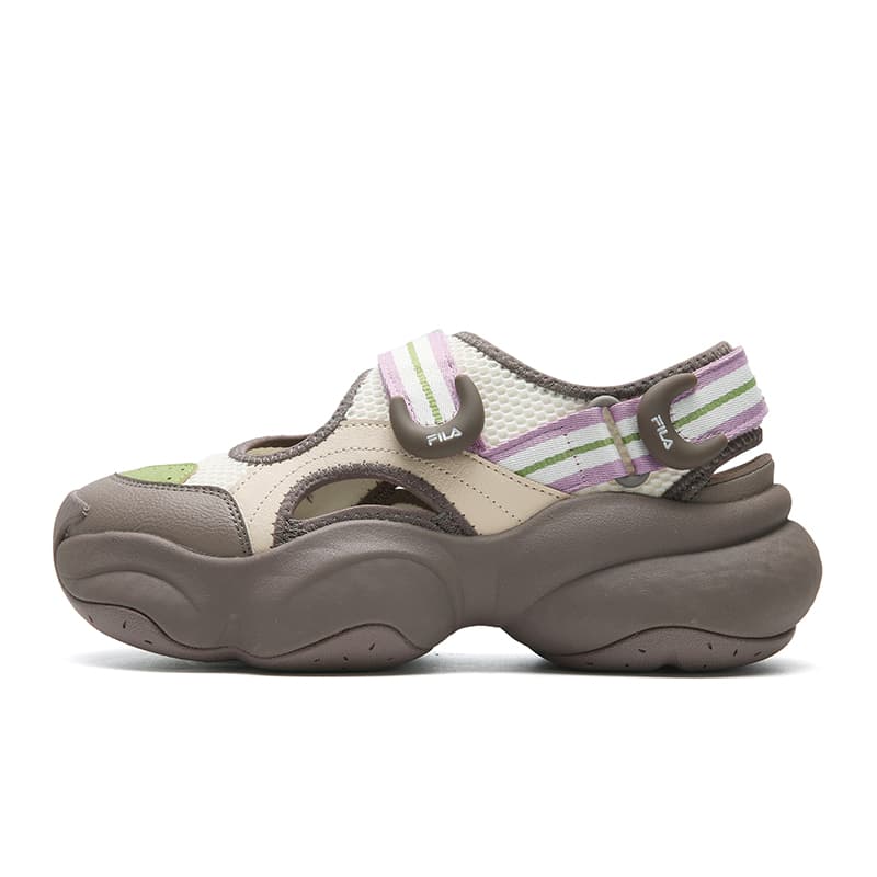 FILA BAGEL SANDAL Lightweight Height Increasing Breathable River Trekking Micro White/Misty Purple