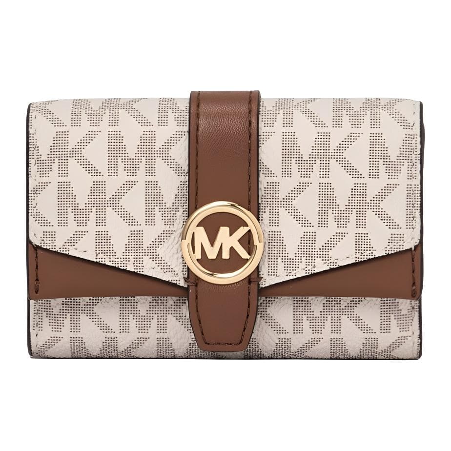 MICHAEL KORS Coated Canvas With Artificial Key Pouch Small Vanilla Basic Set (Bag+Box)