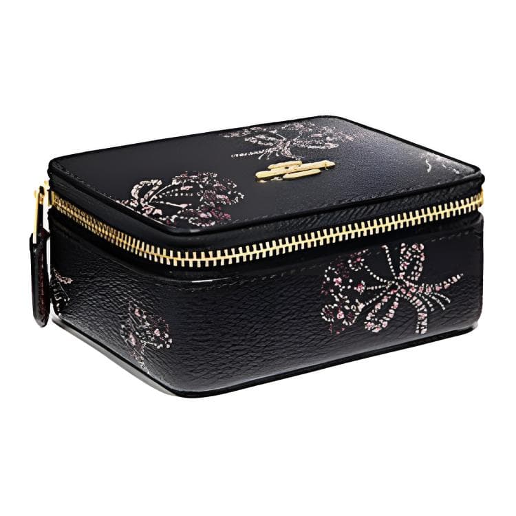 COACH Bo Coated Canvas With Smooth Box, Storage Box Black & Pink Black