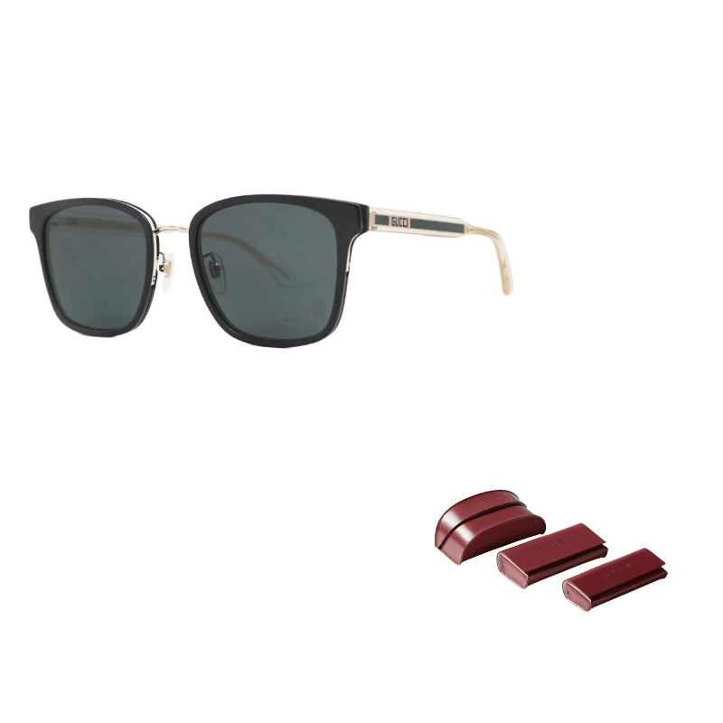 GUCCI Eyewear Square Frame Sunglasses 003 (Black Frame with Gray Lens)