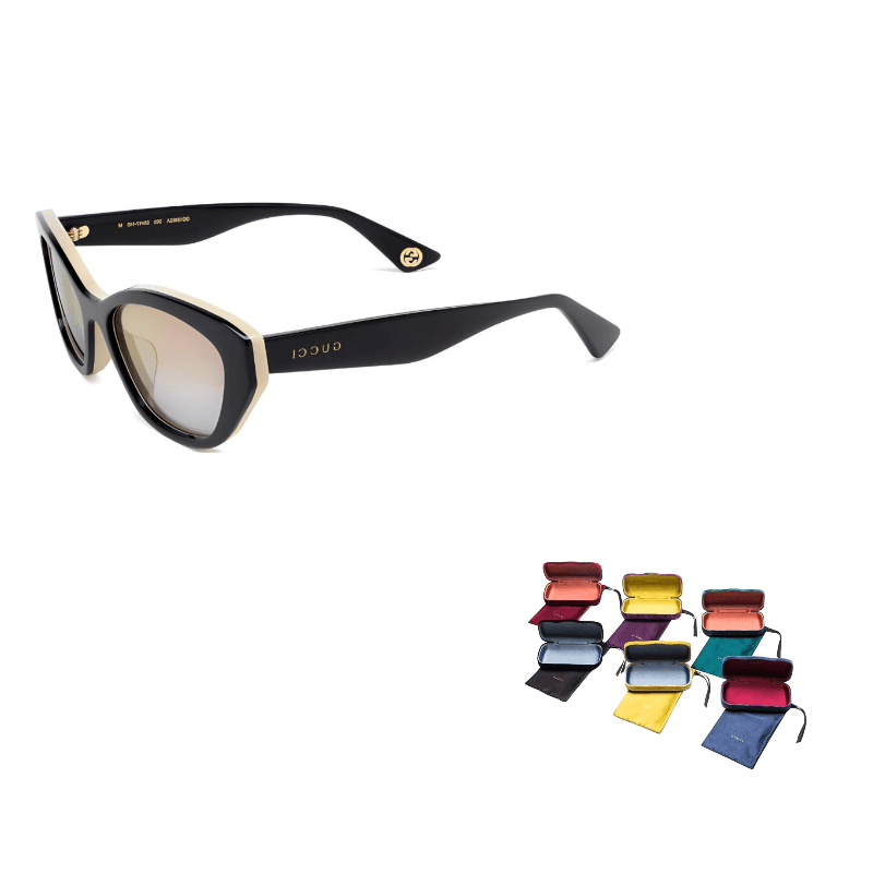 GUCCI Irregular Shape Sunglasses Black Black
