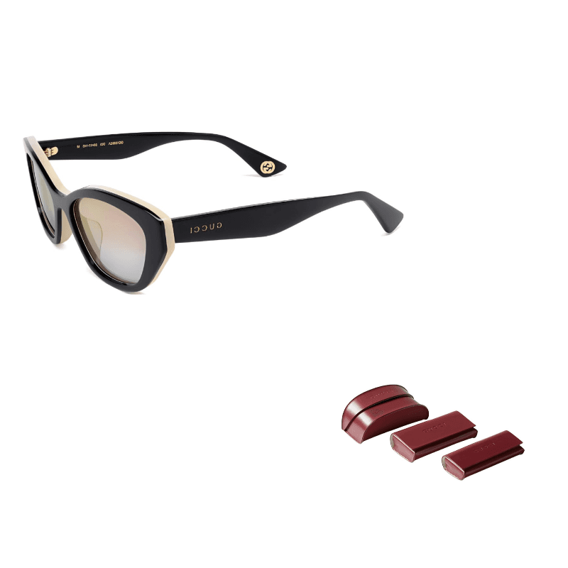 GUCCI Irregular Shape Sunglasses Black Black