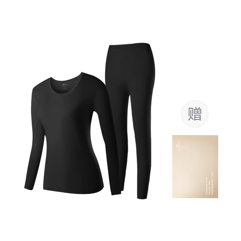 SEPTWOLVES Thermal Set Gift Box Set Crew Neck Set (Black) Pure Cotton SkinFriendly/3A Comfortable