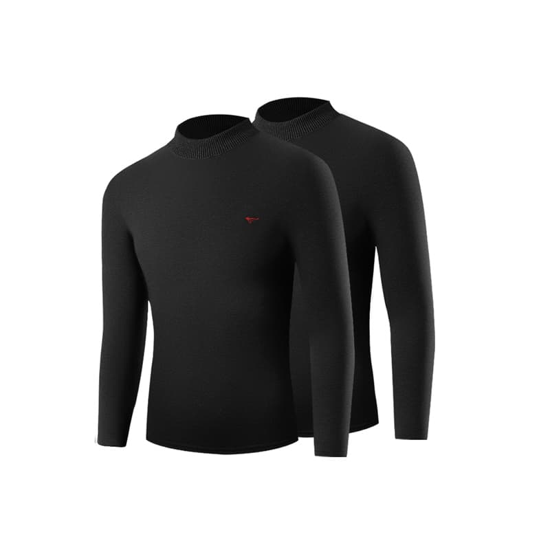 SEPTWOLVES Thermal 2 Pack+Shopping Bag 2Pack Tops (Elegant Black+Elegant Black) with Fleece, Thickened, High Collar Windproof