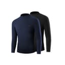 2Pack Top (Navy Blue+Elegant Black) Thickened and FleeceLined/Mock Neck Windproof