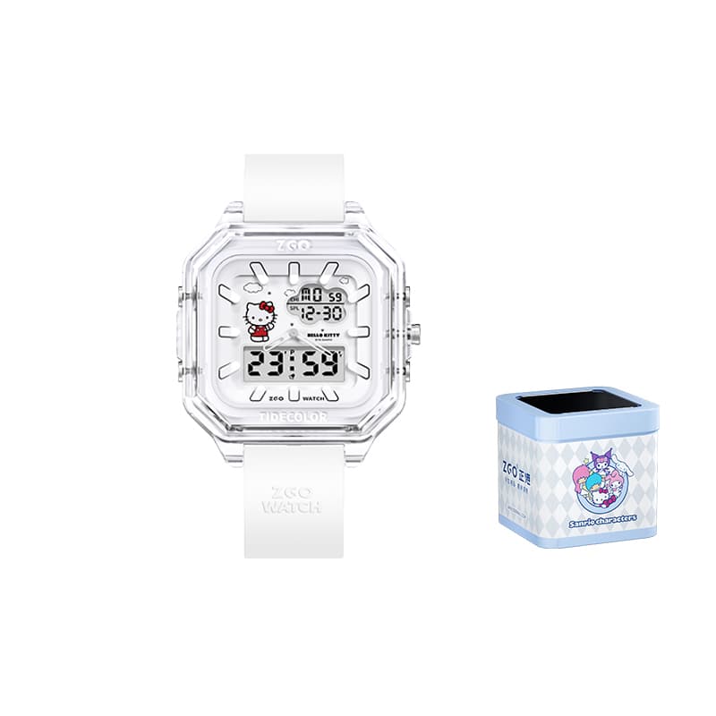 Zgo Sanrio Hello Kitty Hello Kitty Quartz Movement Silicone Strap Watch Watch White Dial