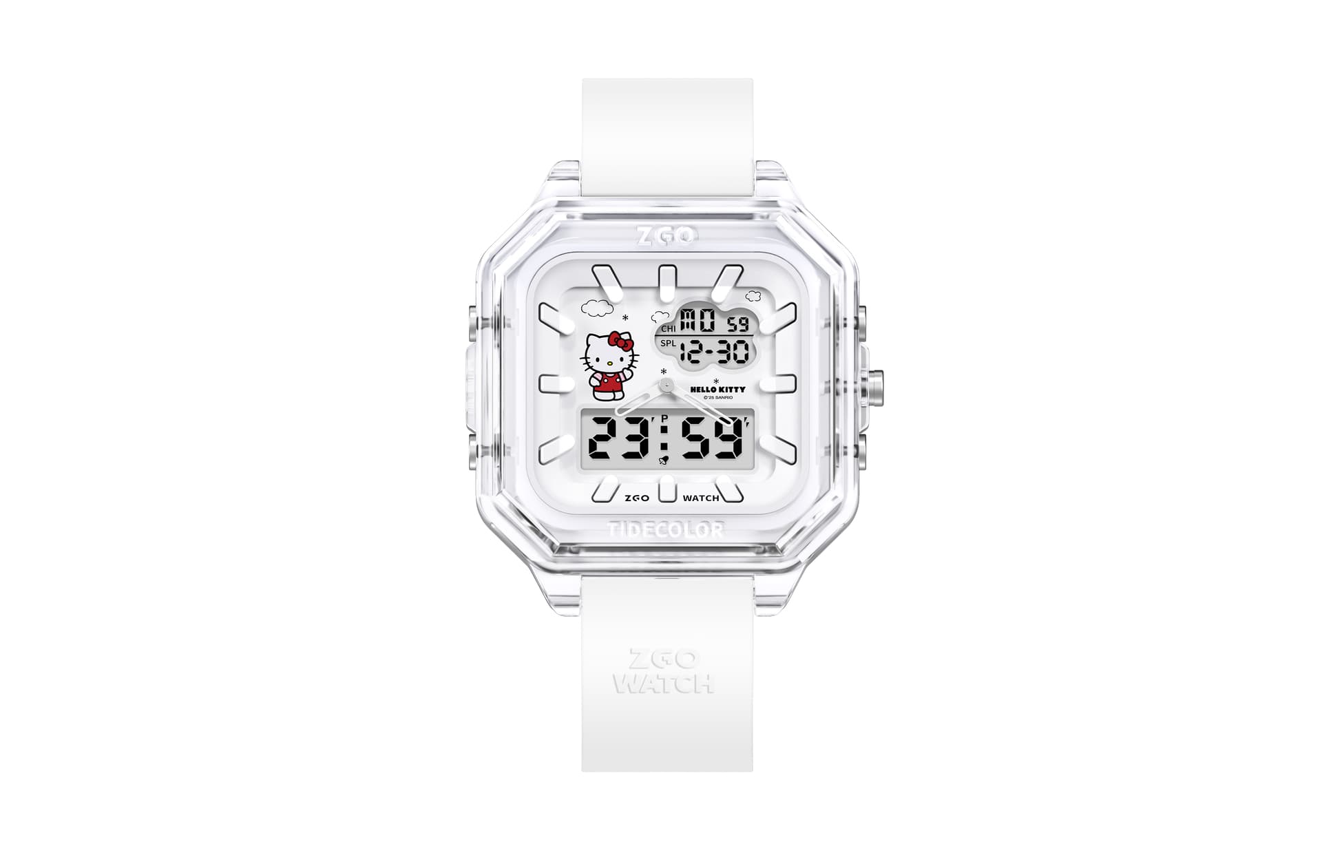 Zgo Sanrio Hello Kitty Hello Kitty Quartz Movement Silicone Strap Watch Watch White Dial