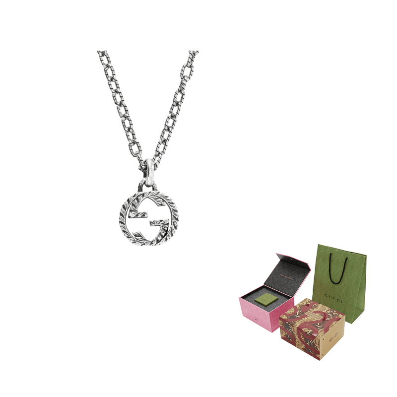 GUCCI Sterling Silver Interlocking G Necklace