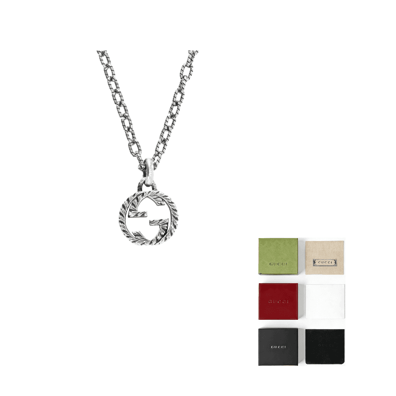 GUCCI Sterling Silver Interlocking G Necklace
