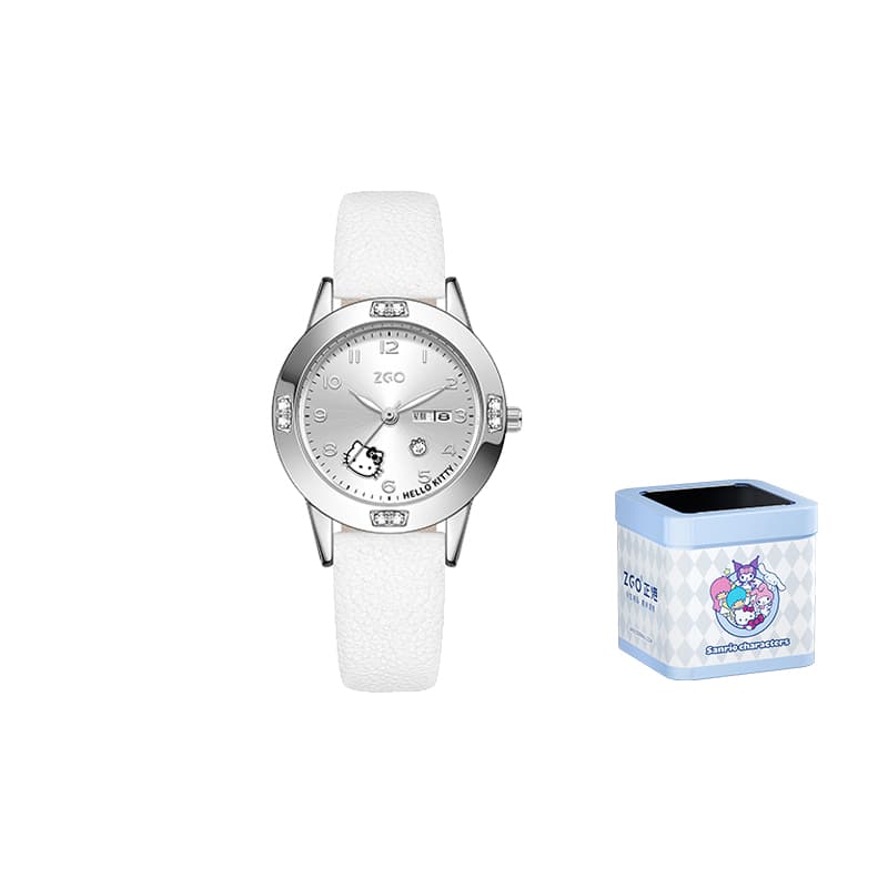 Zgo Sanrio Hello Kitty Hello Kitty Quartz Movement Strap Watch Watch White Dial 30m Waterproof