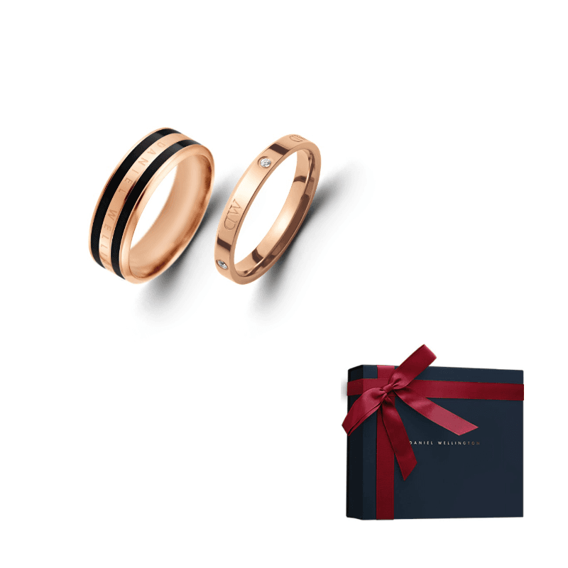 Daniel Wellington Synthetic Cubic Zirconia Alloy Rings Obsidian Black & Rose Gold