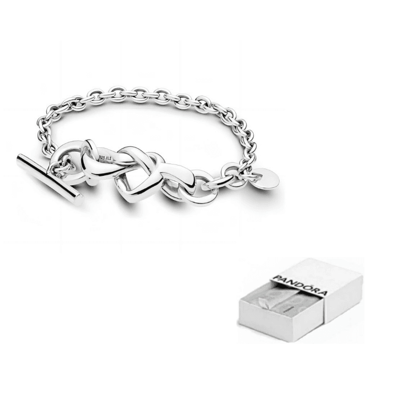 Pandora Knotted Hearts Silver Tbar Bracelet Silver