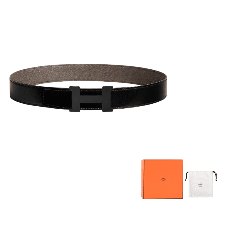 HERMES Constance Calfskin Width 3.8cm Black/Gray