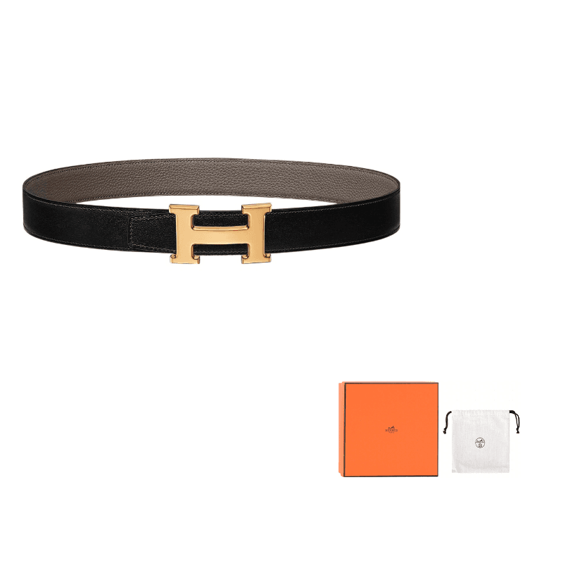 HERMES Mini Constance Calfskin Width 3.2cm Black/Tin Gray