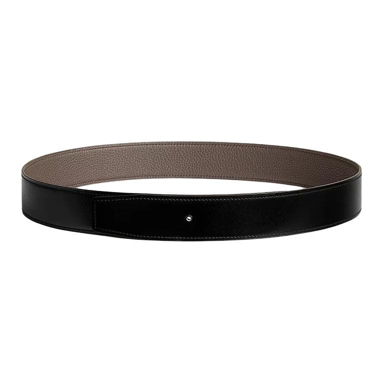 HERMES Calfskin Black/Tin Gray Width 3.8CM