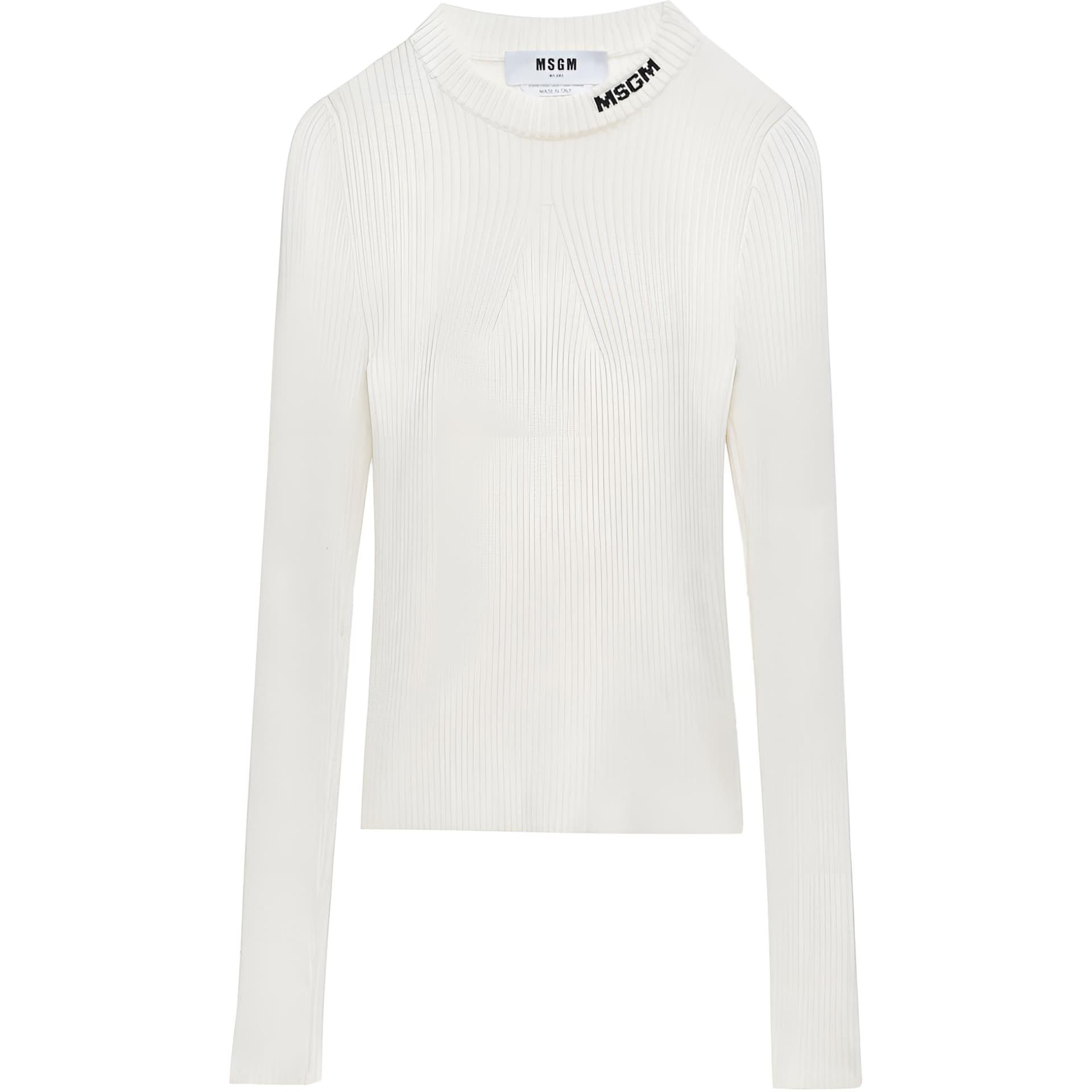 MSGM Intarsia logo Knitted White