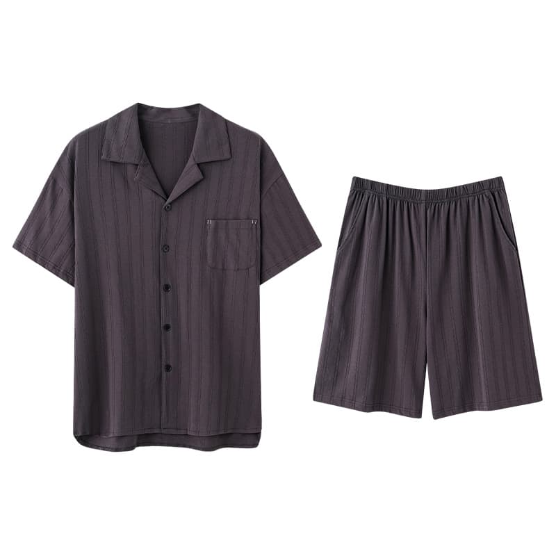 MIIOW Pajama Sets Men'sDark Smoke Gray[100% cotton, Moisture Absorption Breathable]