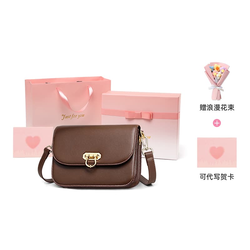 VINEY Cow Shoulder Bag Small Multicolor Coffee