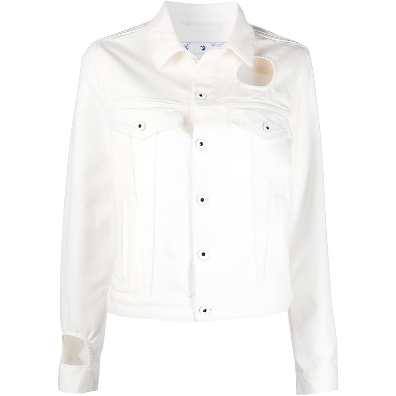 OFF WHITE Denim Jackets White Lapel Moderate Straight Fit White