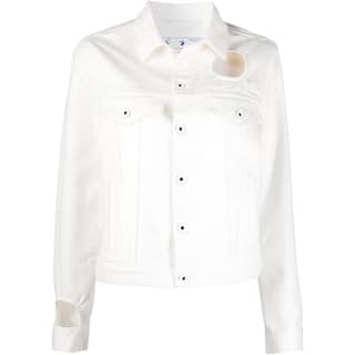 OFF WHITE Denim Jackets White Lapel Moderate Straight Fit