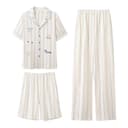 Men'sMilk Blue Stripes[ShortSleeved TShirt+Shorts+Pants]