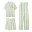 Women'sGreen Pattern[ShortSleeved TShirt+Shorts+Pants]