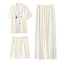 Women'sTricolor Stripes[ShortSleeved TShirt+Shorts+Pants]
