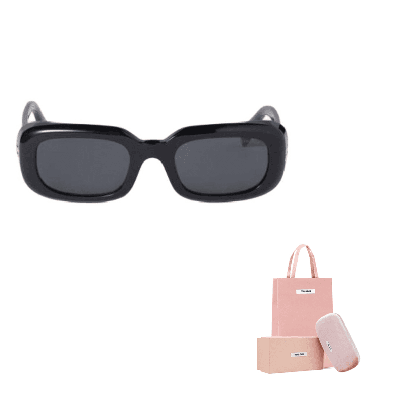 MIU MIU Acetate Rectangular Sunglasses Black