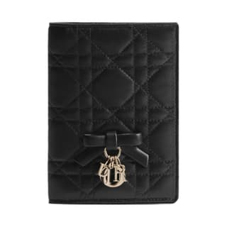 DIOR Lady Dior Lambskin Passport Holder Black