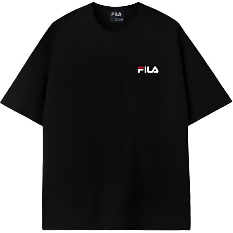 FILA TShirts Black Blue Diamond Crew Neck Moderate Straight Fit