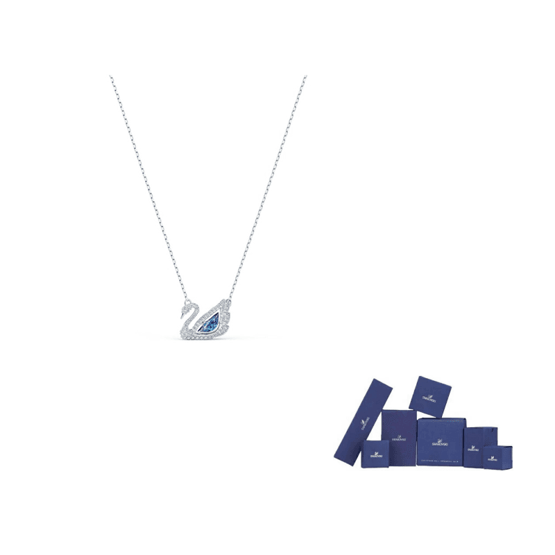 Swarovski Rhodium Plated, Faux Crystal Stone Swan Necklaces Blue